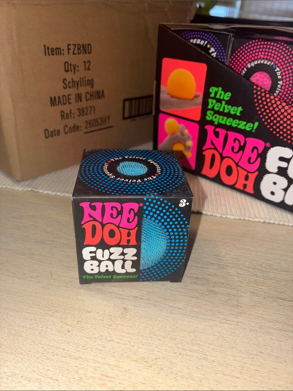Authentic Nee Doh Fuzz Ball The Velvet Squeeze- Blue